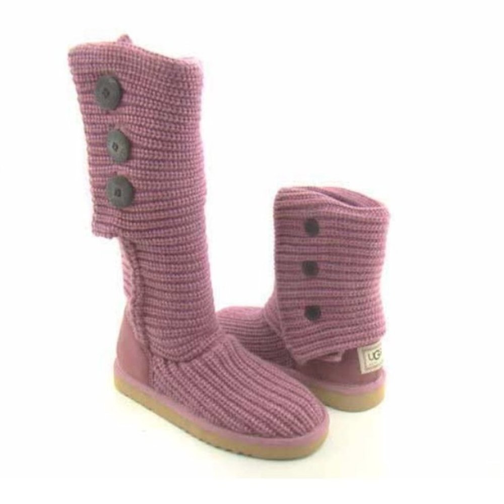 UGG pink knit wool cardy boots 6